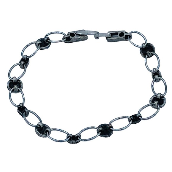 Pink Aurora Borealis Rhinestone Dark Tone Fashion Tennis Bracelet - Picture 6 of 7